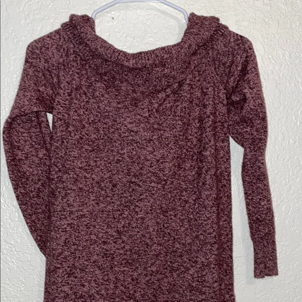 Maroon/burgundy Cowl Neck Tunic Sweater - Picture 5 of 6